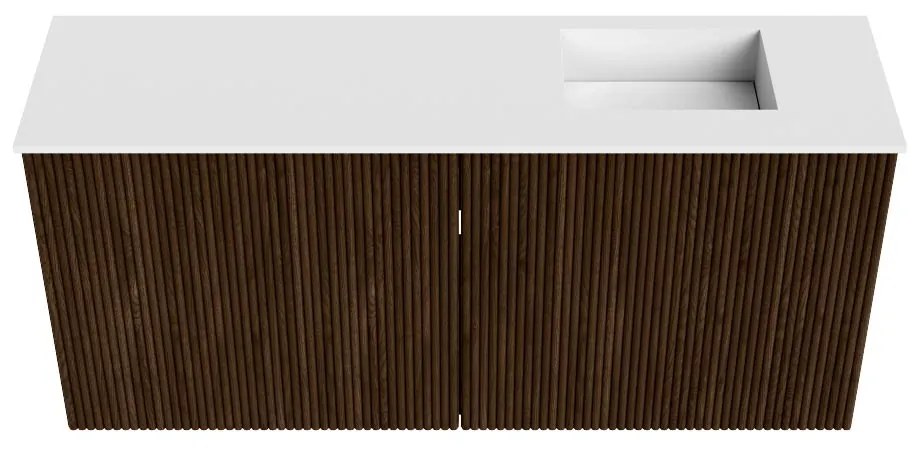 Mondiaz Joya 90cm toiletmeubel walnut met wastafel faye rechts 1 kraangat talc