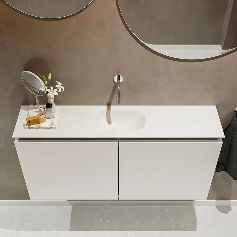 Mondiaz Ture 100cm toiletmeubel linen met wastafel talc midden geen kraangat