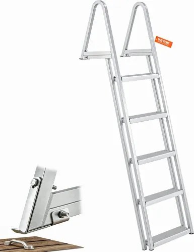 VEVOR zwemtrap bootladder afneembaar 5 treden 159kg draagvermogen 610x455x1825mm