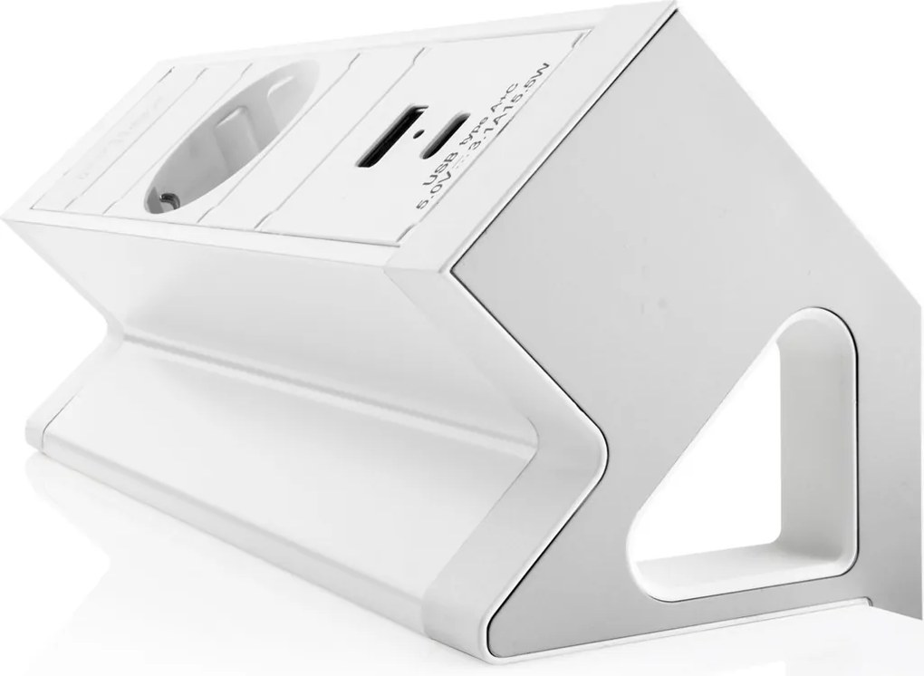 Bureau Stekkerdoos Wit 1x230V, 1xUSB-A, 1xUSB-C (incl. Aansluitsnoer Randaarde 1,5 Meter)