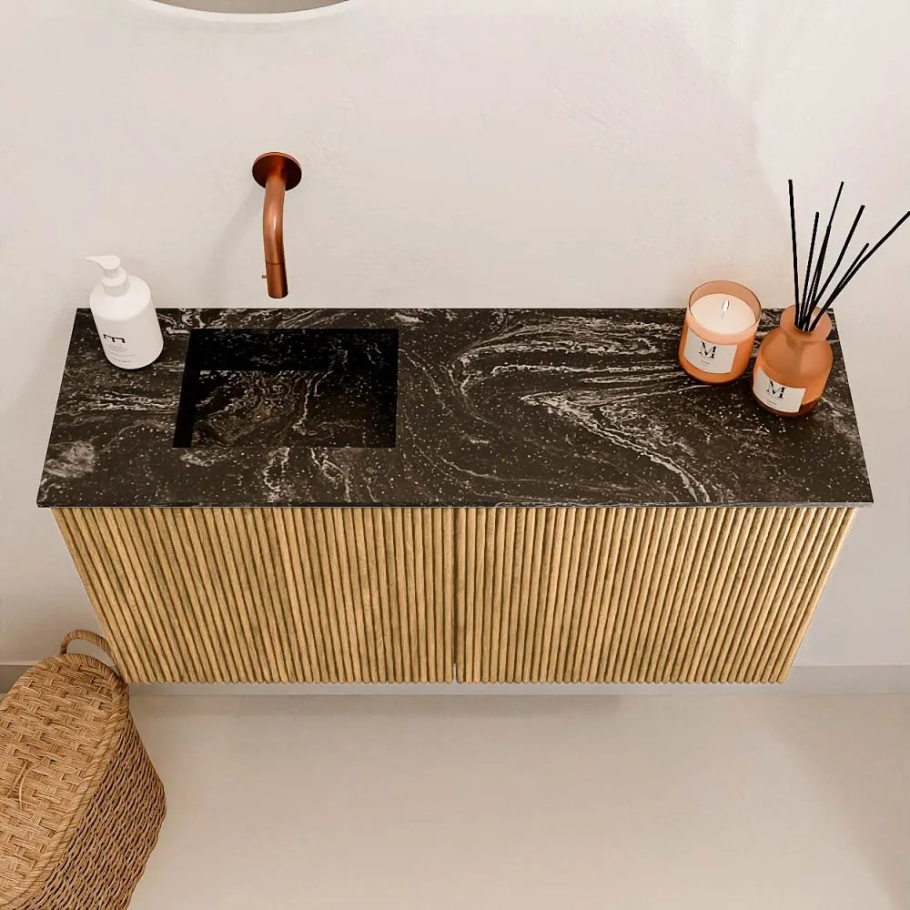 Mondiaz Joya DLux 80cm toiletmeubel oak met wastafel faye links zonder kraangat lava