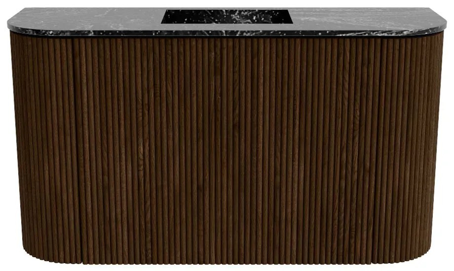 Mondiaz Joya DLux 75cm toiletmeubel ronding links/rechts walnut met wastafel faye midden zonder kraangat lava