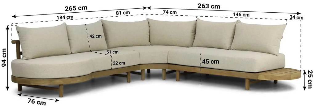 Hoek loungeset 5 personen Teak Old teak greywash  Santika Furniture Santika
