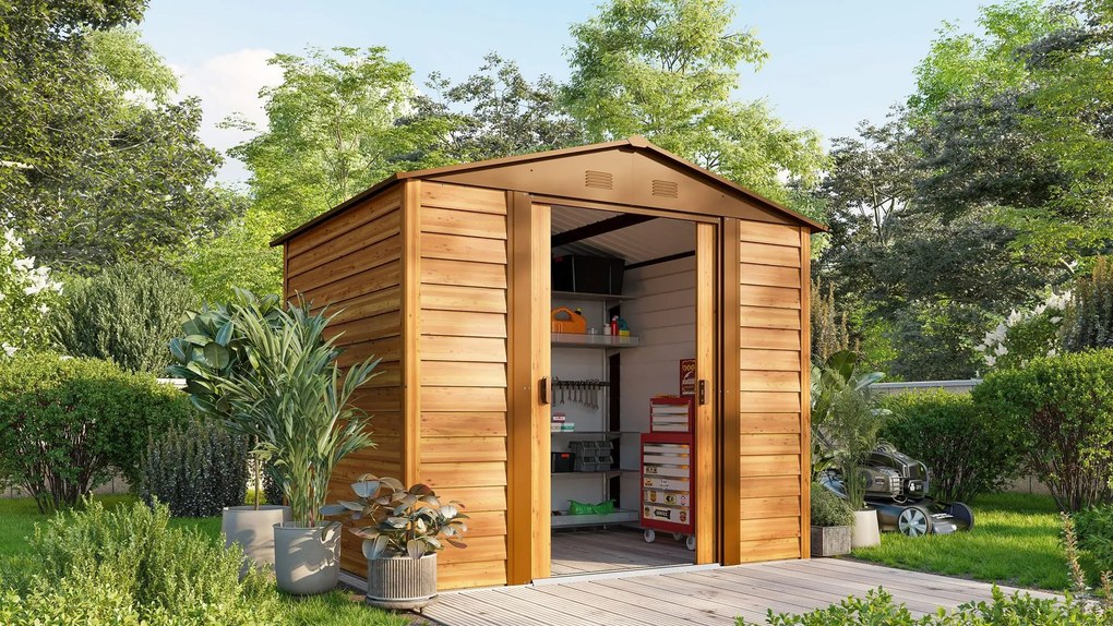 Vitavia Tuinberging Frankfurt II 86 - houtdecor - Tuinberging metaal - L224 x 183 x 209 cm