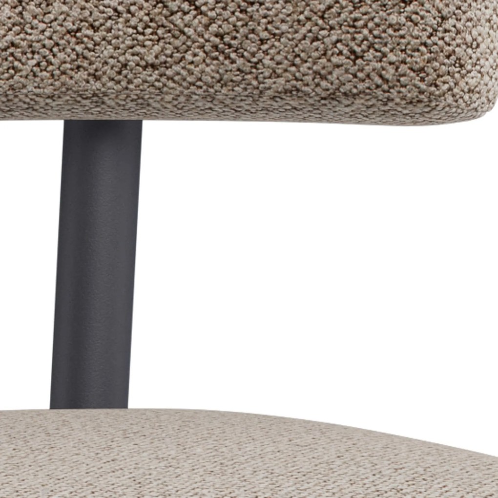 Mazzoni TORAY Latte Beige (stof Monza 60)/zwart onderstel - GESTOFFEERDE EETKAMERSTOEL VOOR KEUKEN/EETKAMER