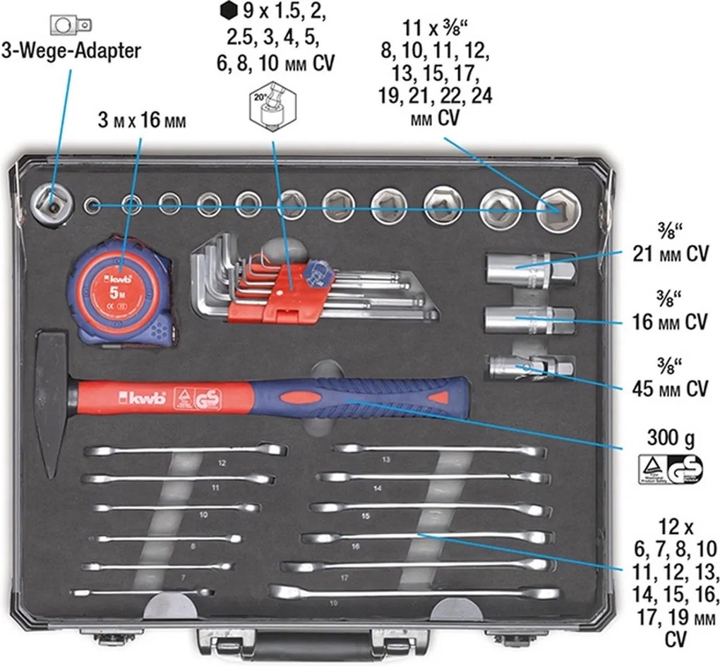 KWB Gereedschapskoffer 51 delig