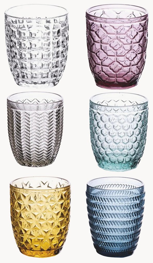 Waterglazen Geometrie met structuurpatroon, 6-delig