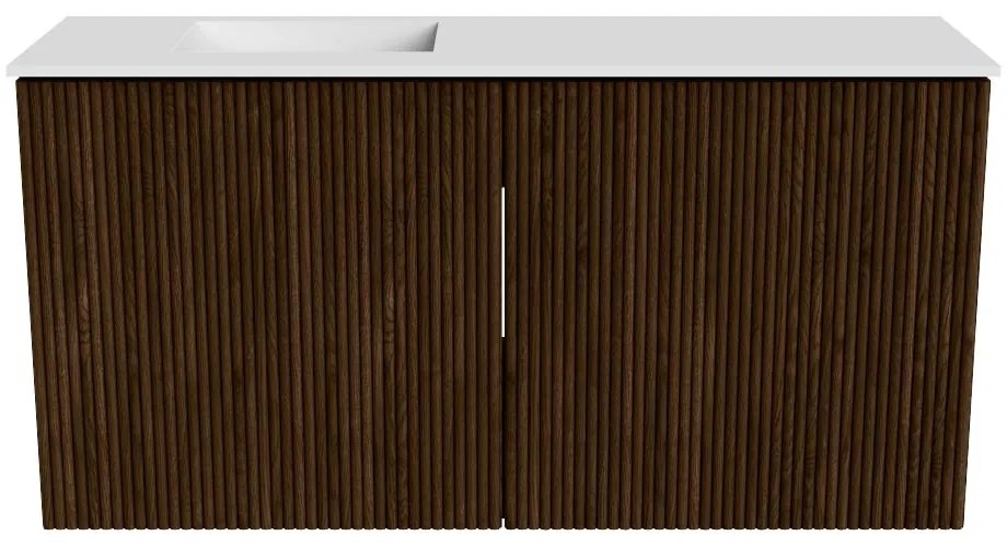 Mondiaz Joya 80cm toiletmeubel walnut met wastafel faye links 1 kraangat talc