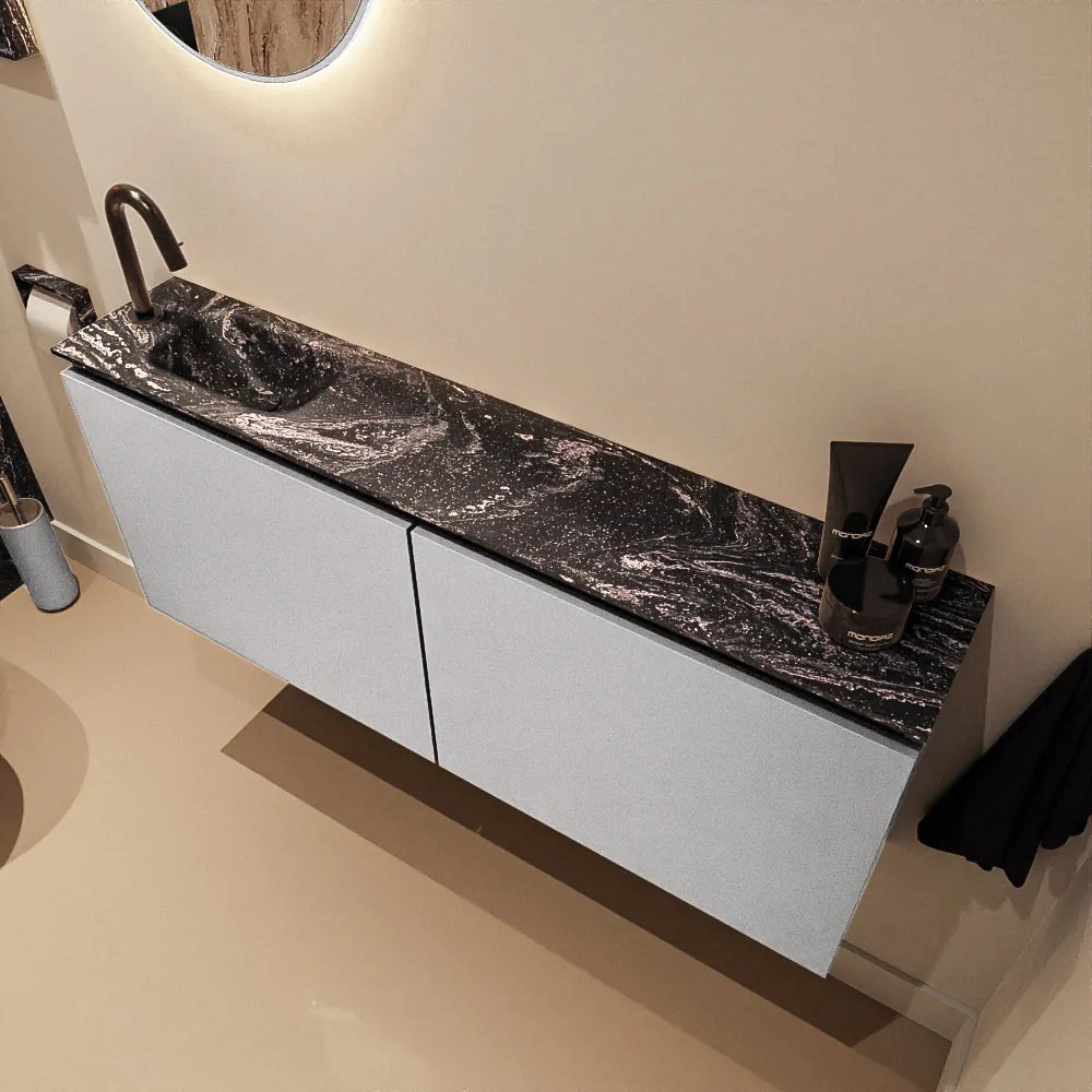 Mondiaz Ture DLux toiletmeubel 120cm plata met wastafel lava links met kraangat