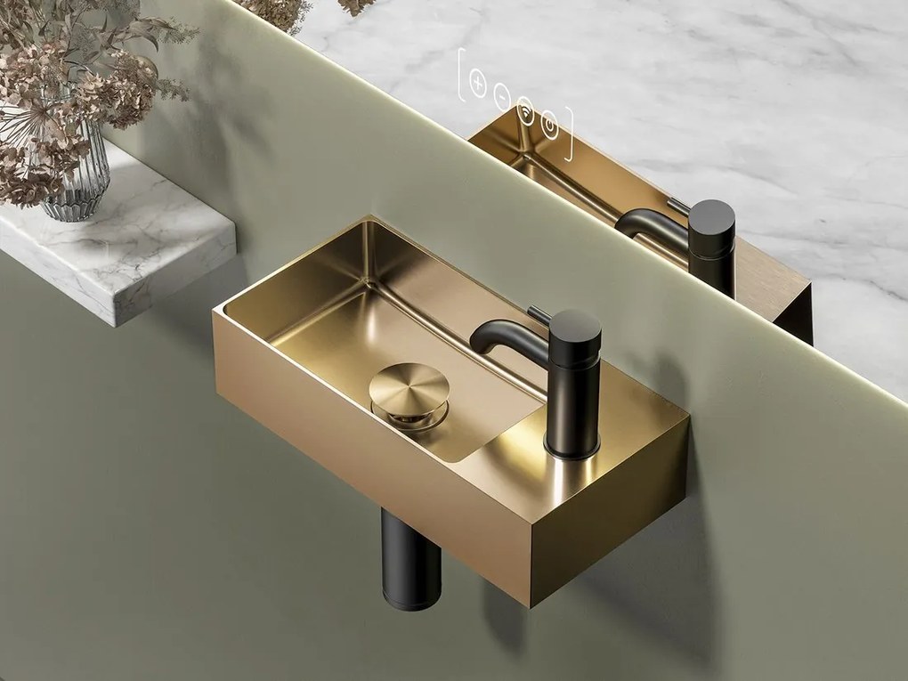 Sapho Aurum fontein met kraangat 36x18cm rosé goud