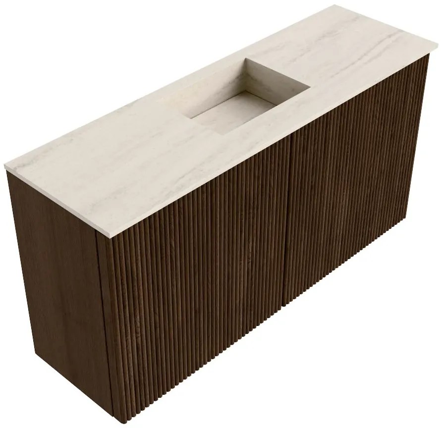 Mondiaz Joya DLux 80cm toiletmeubel walnut met wastafel faye midden 1 kraangat meli