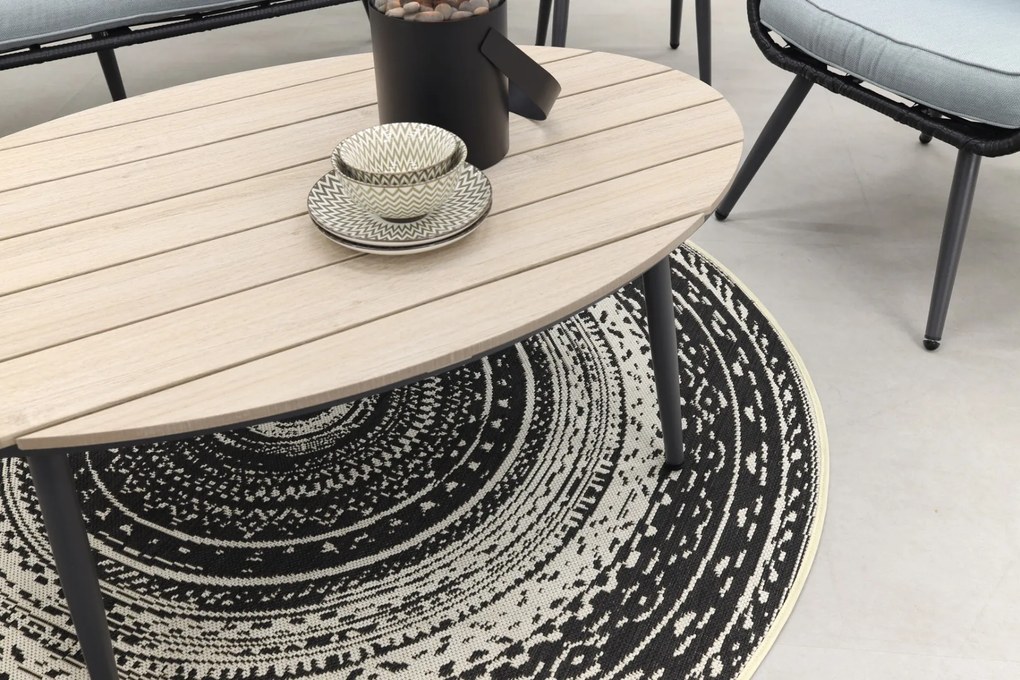 Garden Impressions Margriet stoel-bank loungeset - Carbon black/Mint grey - 5 delig