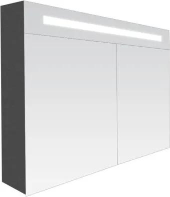 Saniclass 2.0 spiegelkast 100x70x15cm 2 deuren met LED verlichting Black Diamond 7228