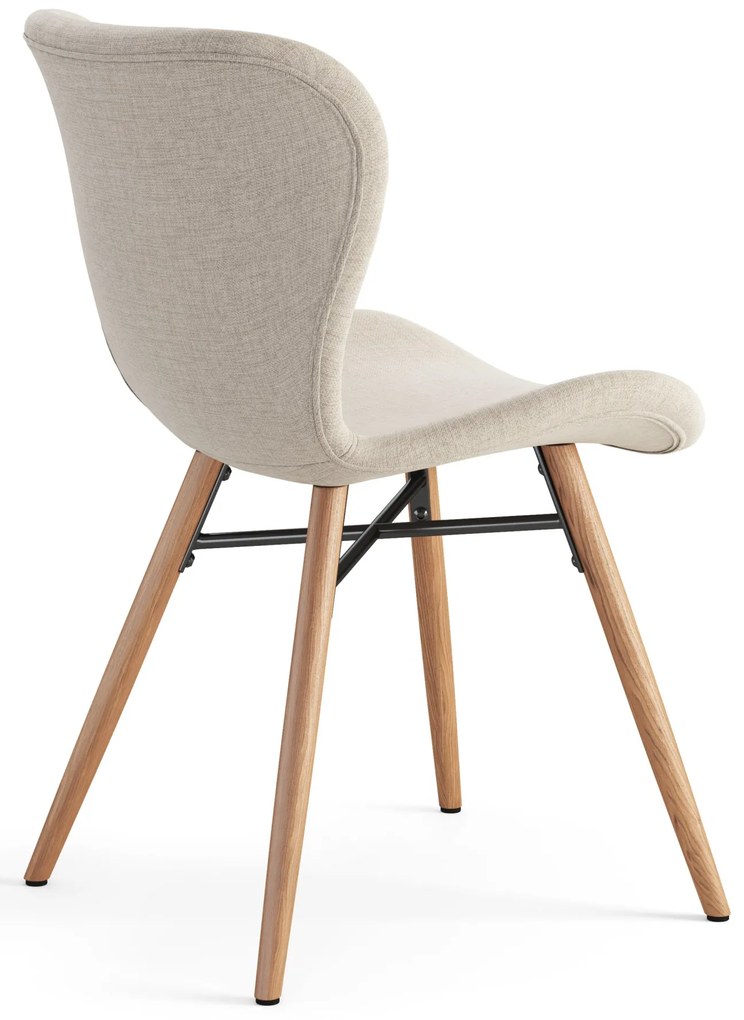 ALTEA Beige (stof Rio 40)/poten natuur eiken – MODERNE STOEL VOOR WOONKAMER/EETKAMER/KEUKEN/KANTOOR