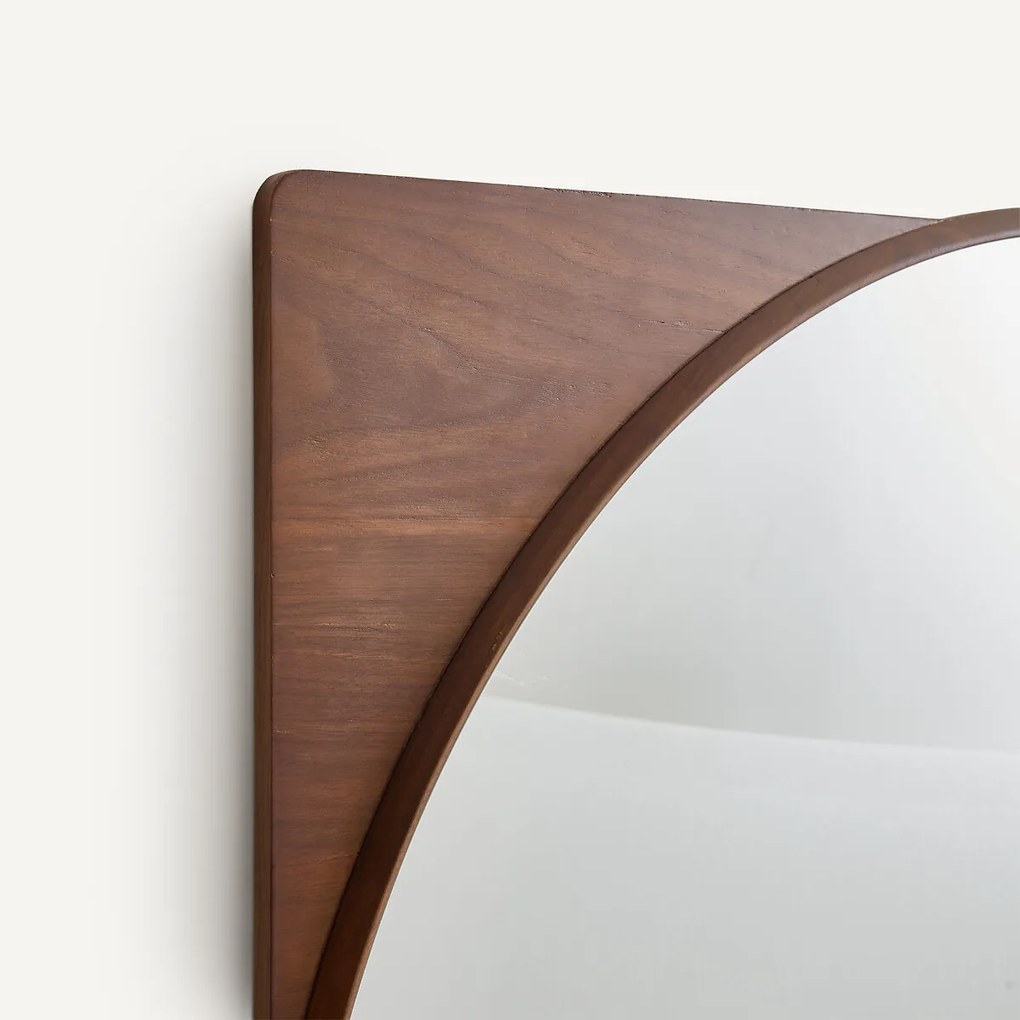 Ronde spiegel met walnoten lijst, hoogte 50 cm, NOTTERI