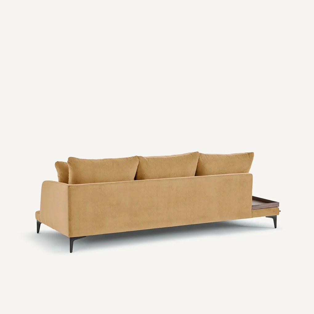 Halve bank met tafelblad van stoned fluweel, MODERNISTE