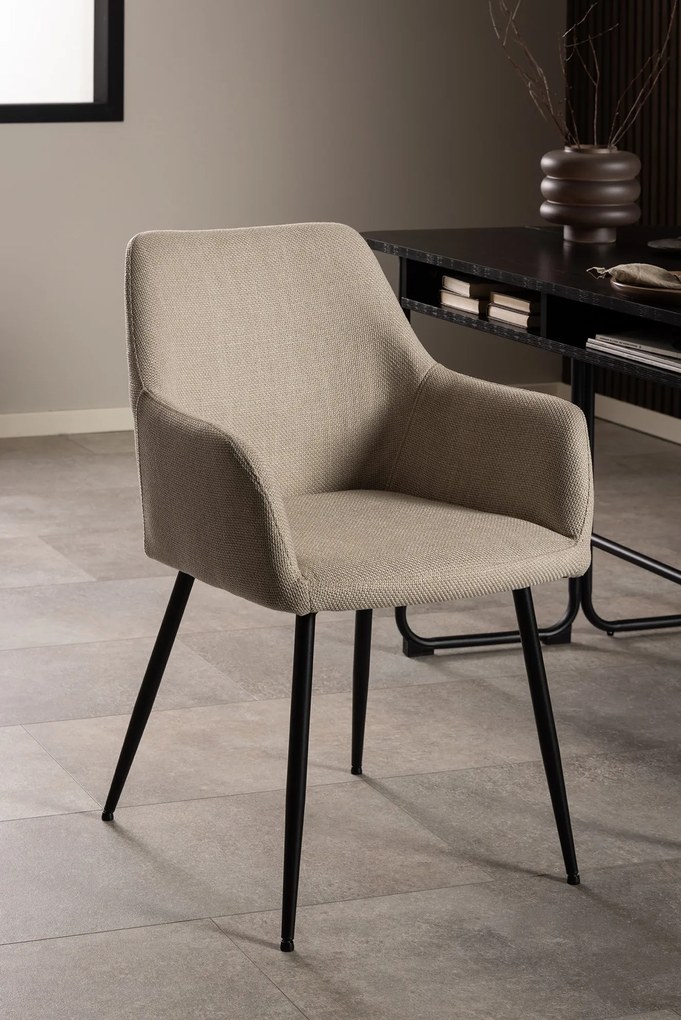 VERA Beige (stof Basel 24) - MODERNE KUIPVORMIGE GESTOFFEERDE STOEL VOOR WOONKAMER / LOFT