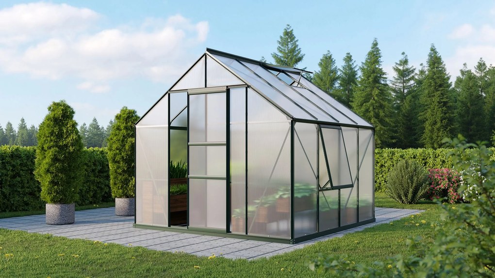 Vitavia Meridian 1 serre - 6,7m² - met 6 mm polycarbonaat - Donkergroen