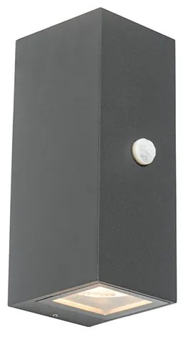Wandlamp donkergrijs 2-lichts IP44 met bewegingssensor - Baleno