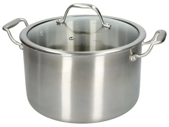 Kookpan met glazen deksel, 3-laags, rvs,Ø24 cm