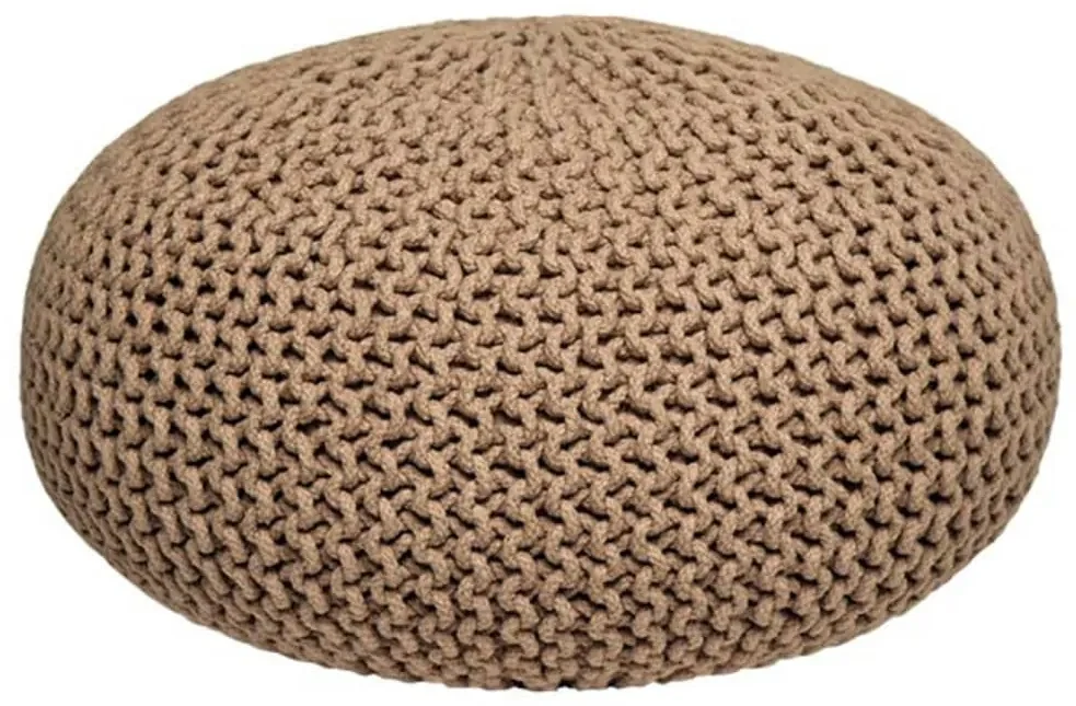 LABEL51 Poef gebreid L katoen beige