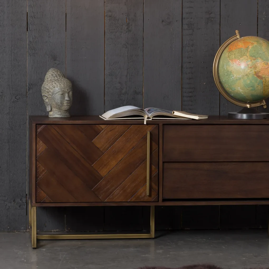Dutchbone Class Tv-meubel Visgraat Acacia Hout - 180x45x60cm.