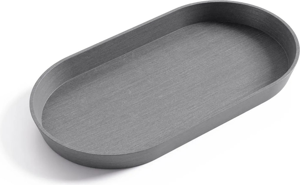 Ecopots onderschotel met waterreservoir - Oval - Grey - 28,4 x 15,4 x H2,4 cm