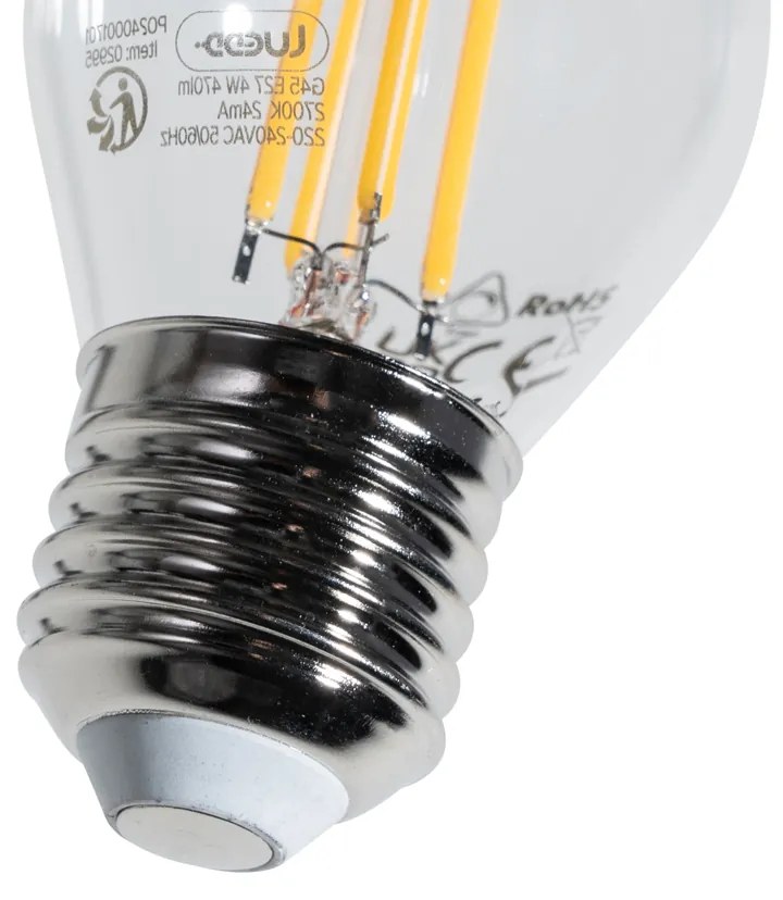 Set van 5 E27 dimbare LED lampen filament G45 helder 4W 470 lm 2700K