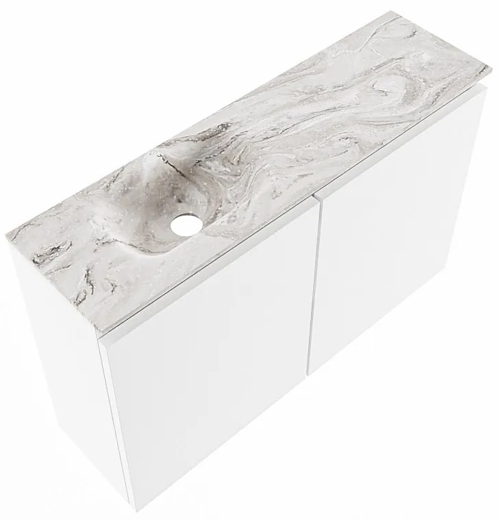 Mondiaz Ture DLux toiletmeubel 80cm talc met wastafel glace links zonder kraangat