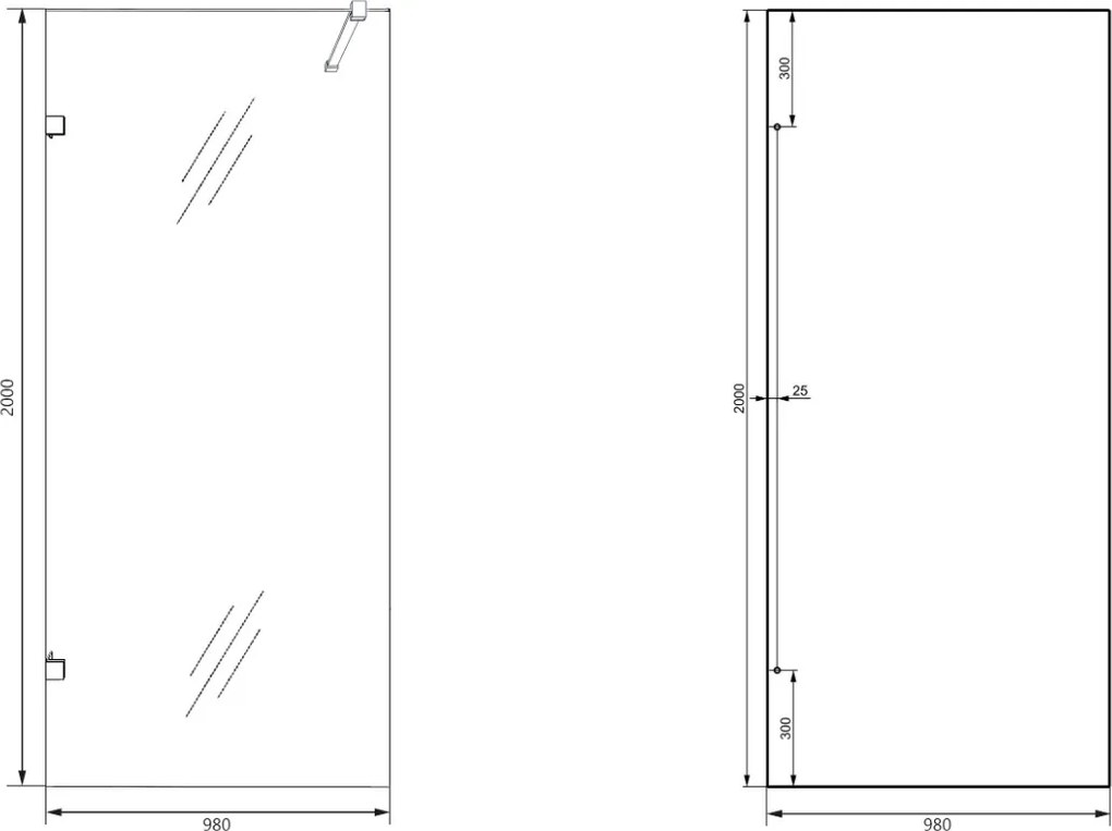 Saniclear Modern glazen wand 100x200cm