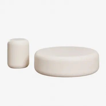 Set Van 2 Ronde Betonnen Tuintafels Fonelas Tapioca Beige - Sklum