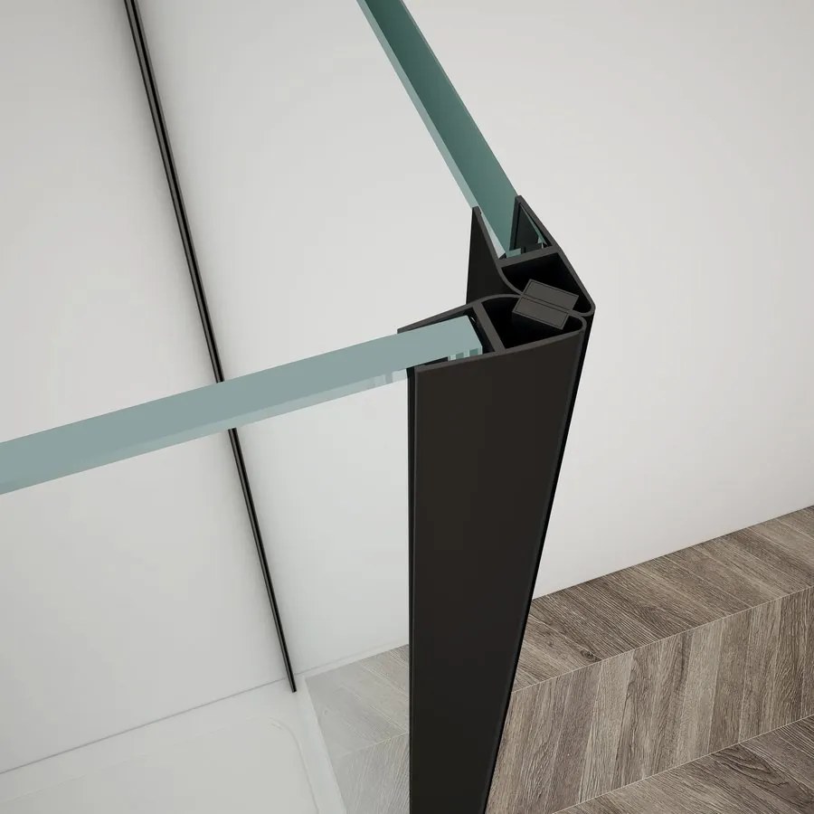 Gelco Trinity douchecabine met helder glas 90x80cm rechts zwart mat