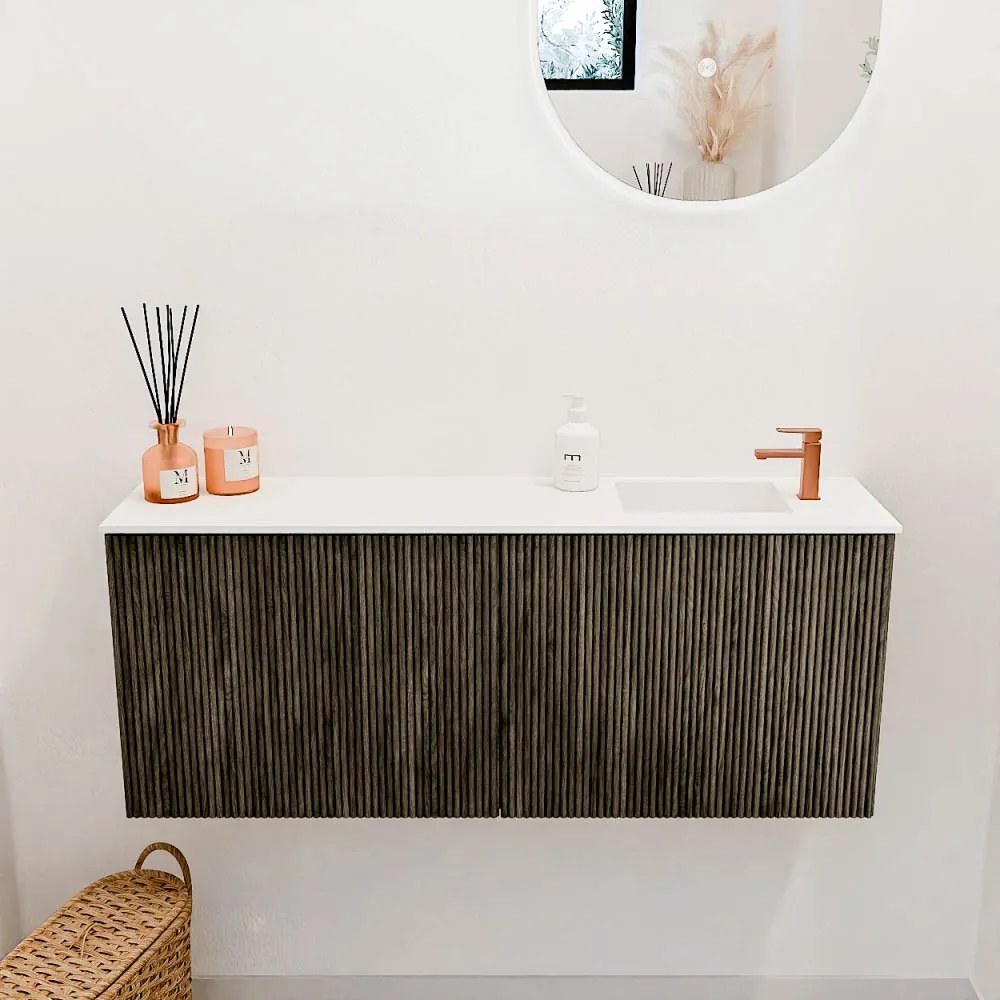 Mondiaz Joya 100cm toiletmeubel shadow met wastafel faye rechts 1 kraangat talc
