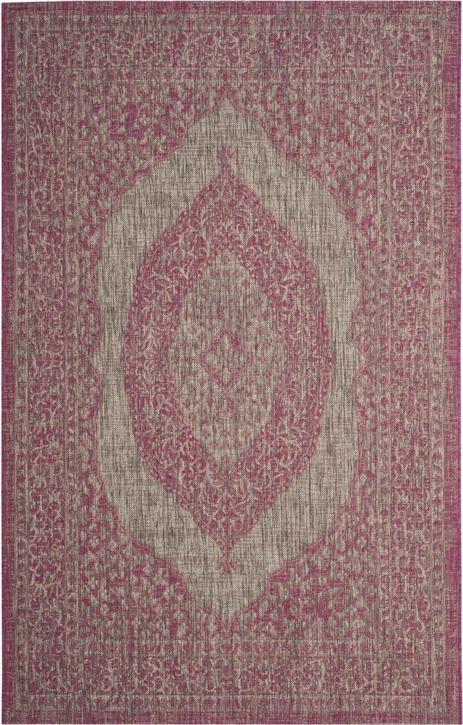Safavieh | In- & outdoor vloerkleed Amira 90 x 150 cm lichtgrijs, fuchsia vloerkleden polypropyleen vloerkleden & woontextiel vloerkleden
