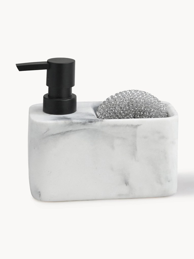 Zeepdispenser Galia in marmerlook met spons, 2-delig