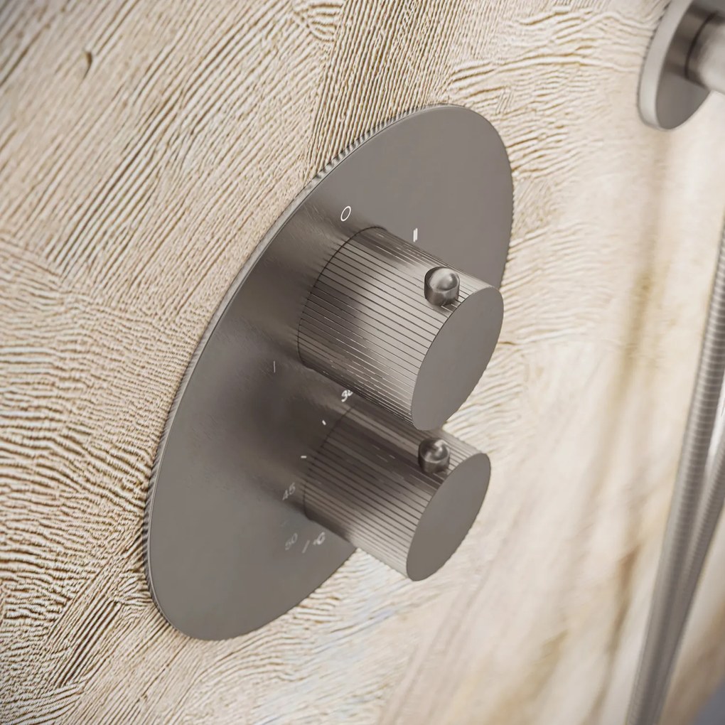 Saniclear Exclusive Stripes rond inbouw thermostaat met inbouwdeel RVS