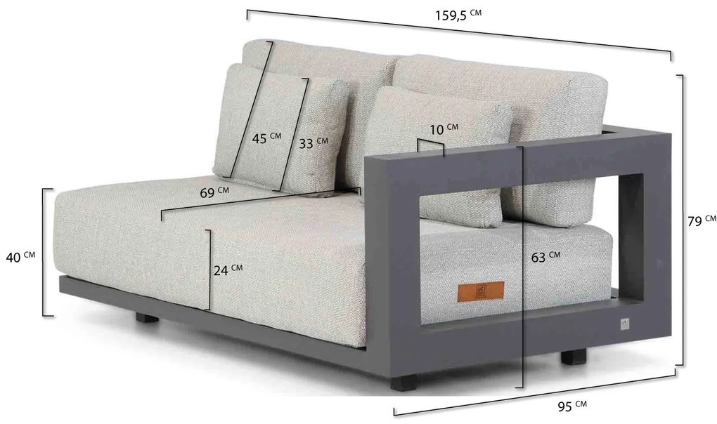 Hoek loungeset  Aluminium Grijs 5 personen 4 Seasons Outdoor Metropolitan/Coco