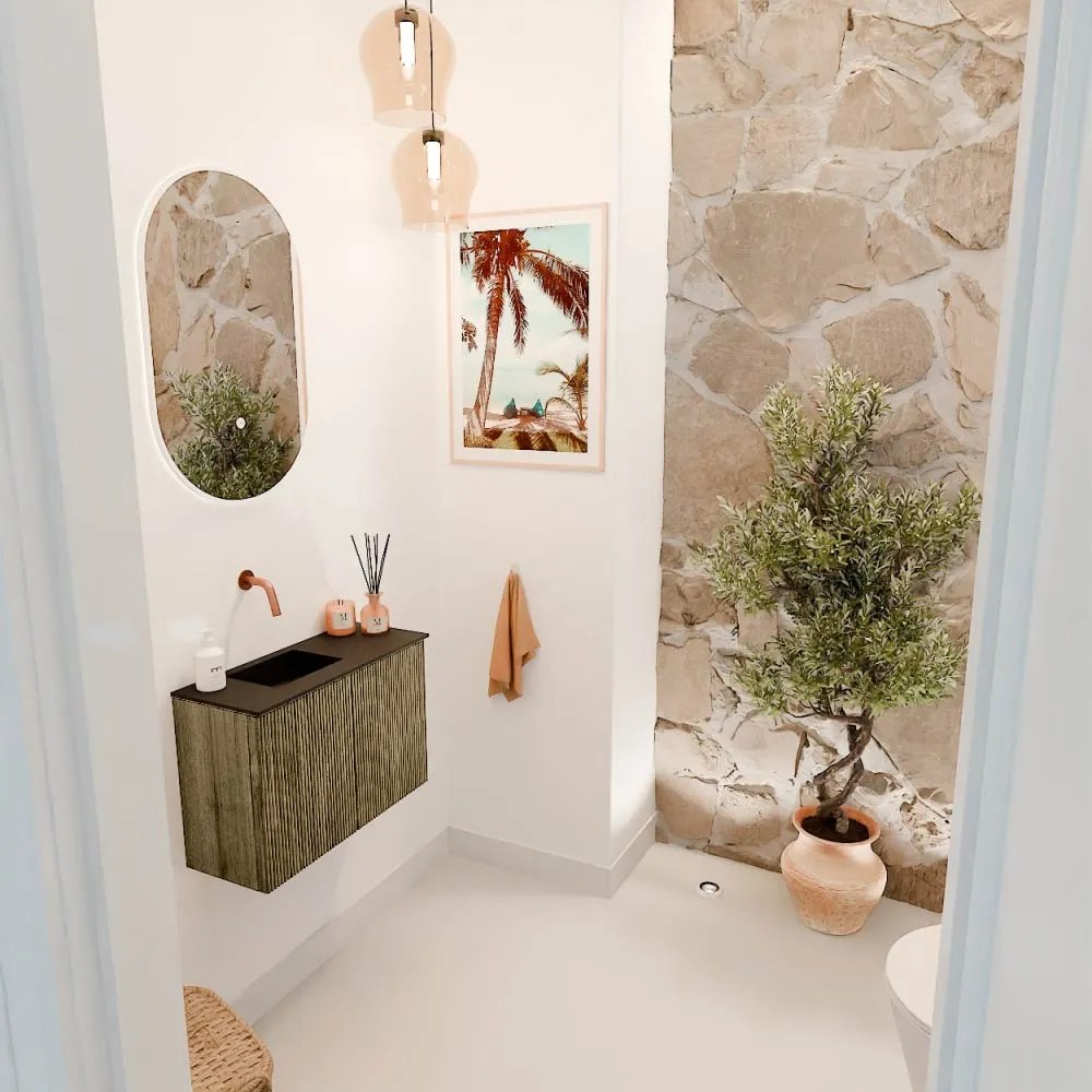 Mondiaz Joya 60cm toiletmeubel dusk met wastafel faye links zonder kraangat urban