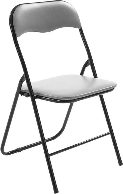 Moderne klapstoel, keukenstoel FELIX - kunststoffen stoel met beklede zit en rugleuning - grijs/zwart