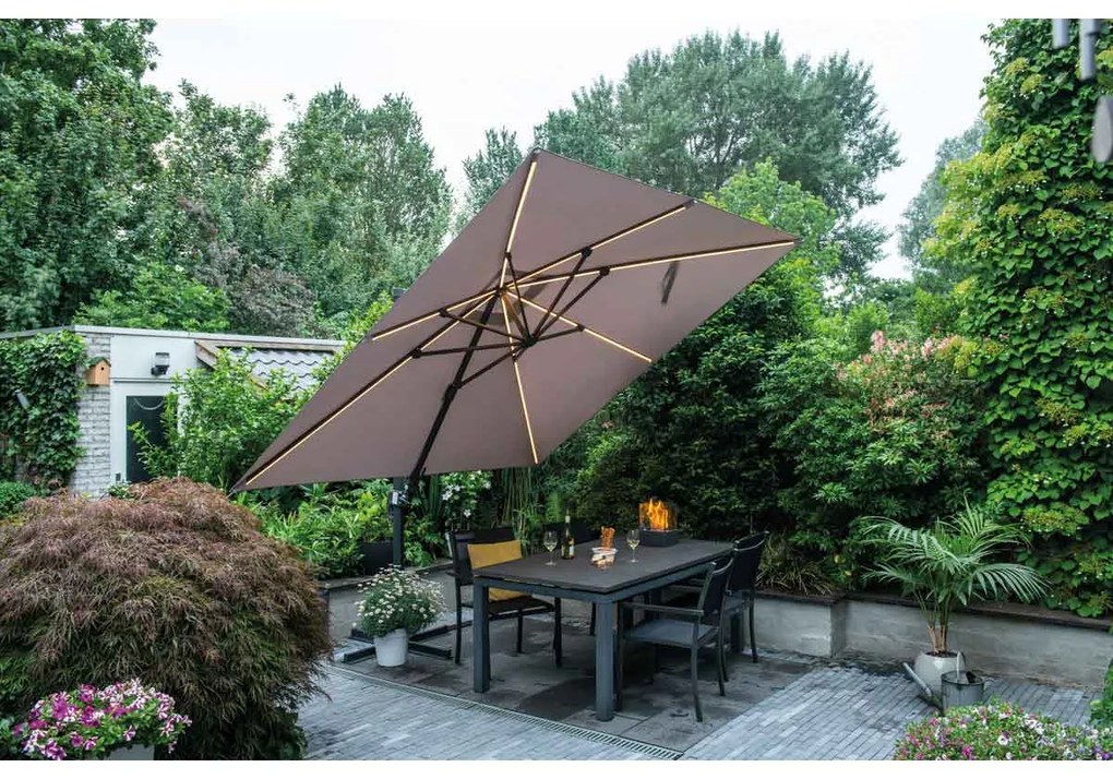 Garden Impressions Hawaii zweefparasol Lumen LED 300x300 cm - zand