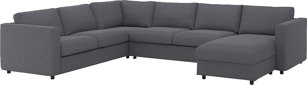 IKEA VIMLE Hoes voor hoekslaapbank, 5-zits Met chaise longue/gunnared middengrijs - lKEA