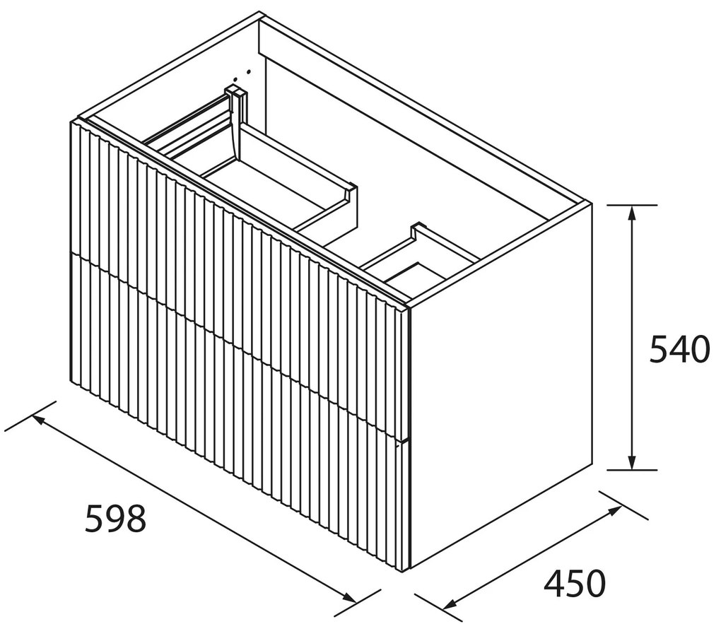 Muebles Avila badmeubel ribbelfront 120cm zwart mat met wastafel links zonder kraangat