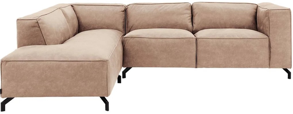 Goossens Bank Calvin beige, micro leer, 2,5-zits, modern design met ligelement links
