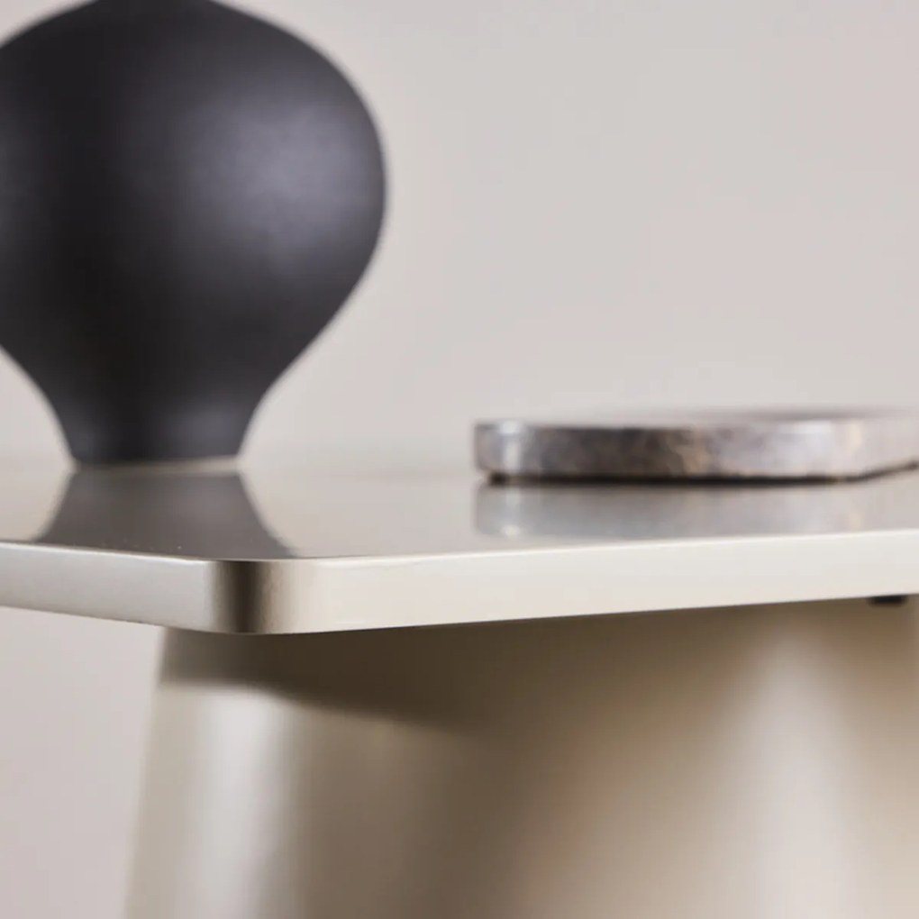 Vierkante Eettafel Met Ronde Voet Beige - 80 X 80cm.