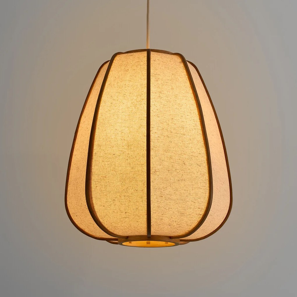 Hanglamp, van linnen en bamboe, diameter 32 cm, ANARA
