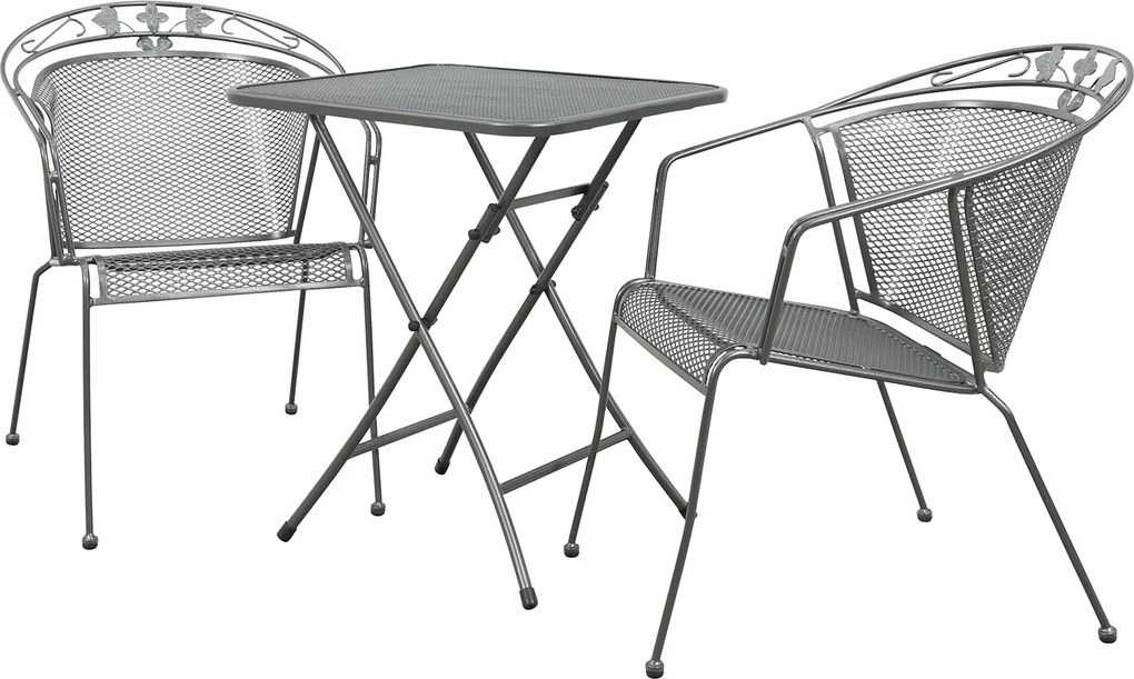 Elegance stapelbare balkonset 3-delig strekmetaal 60x60 cm. - Antraciet