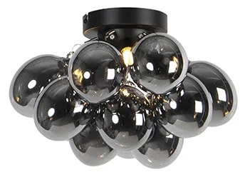 Smart plafondlamp met dimmer zwart met smoke glas 3-lichts incl. 3 Wifi G9 - Uvas Design G9 bol / globe / rond rond Binnenverlichting Lamp