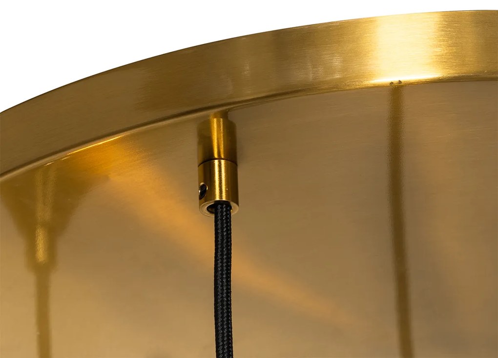 Art Deco Hanglamp messing met blauw glas rond 7-lichts - Sandra