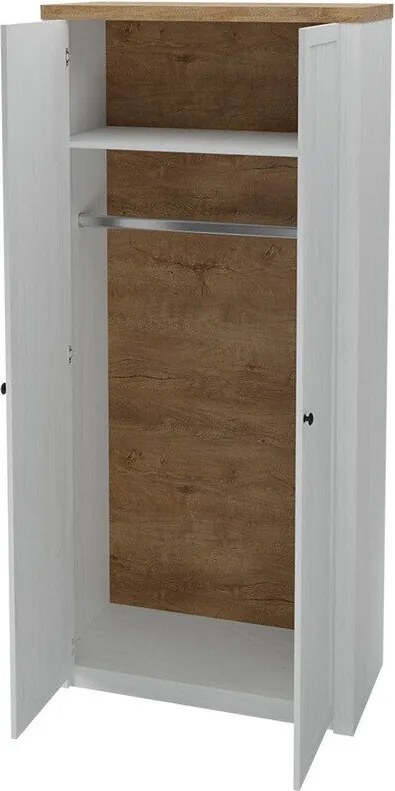 Kledingkast Ferdore 144, Lefkas eik, Anderson den, 198x90x53cm, 59.01 kg, Kledingkast deuren: Met scharnieren, Aantal planken: 1, Aantal planken: 1