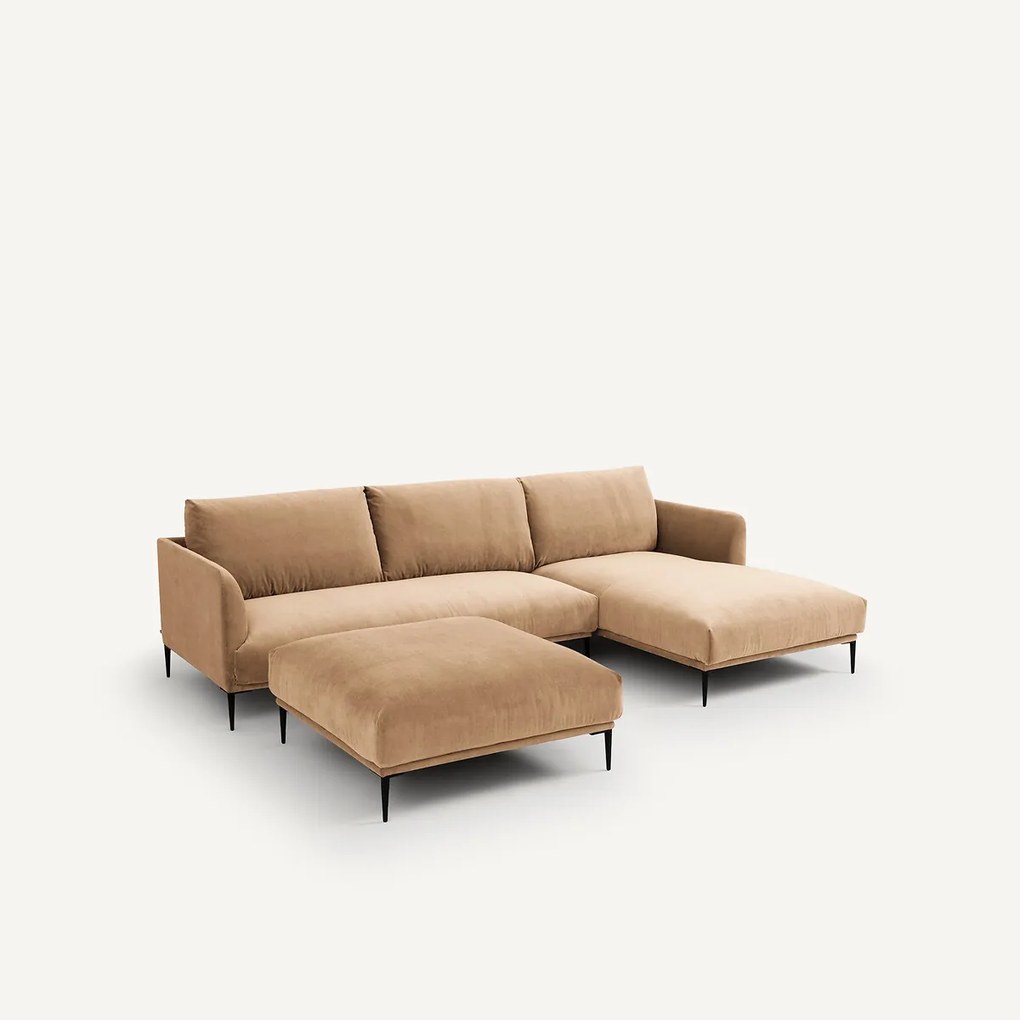 XL voetenbank in fluweel, Oscar, ontwerp E.Gallina